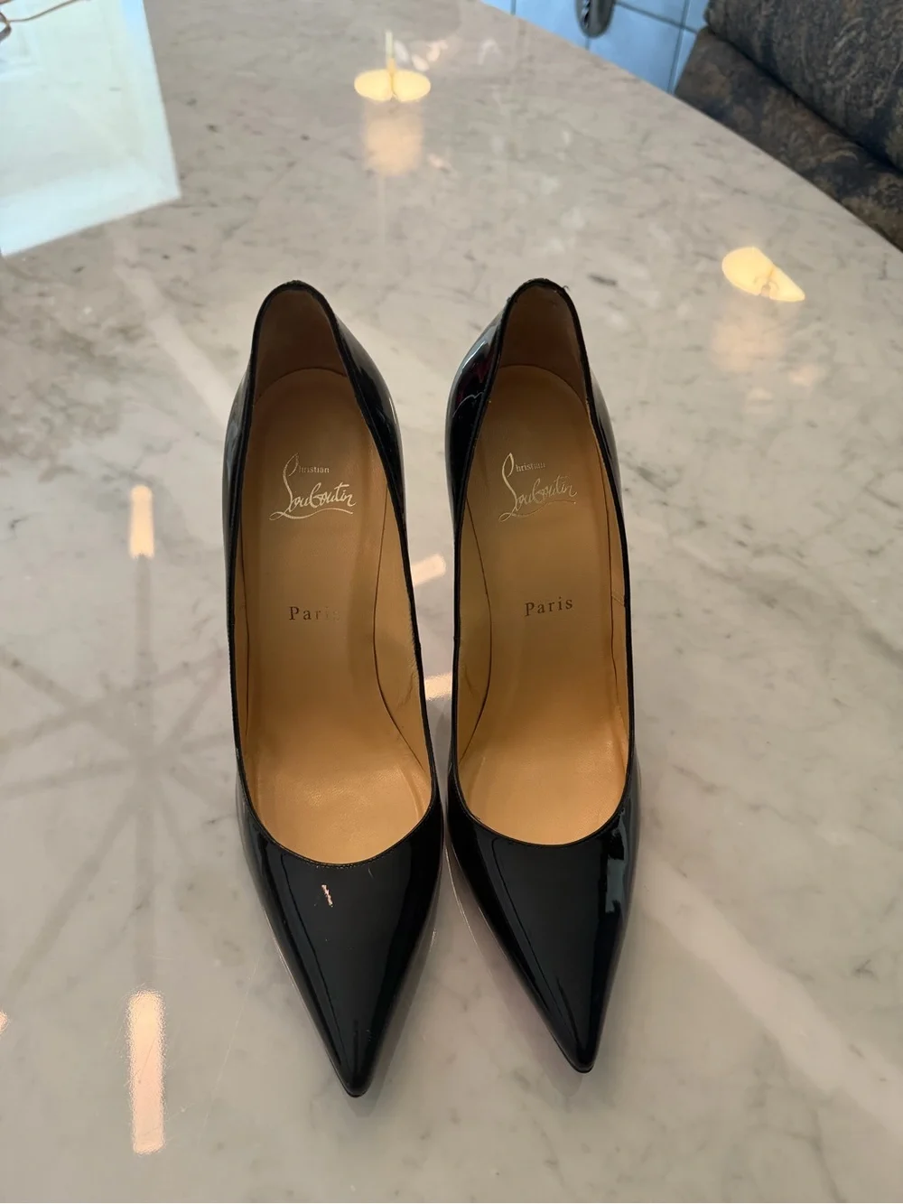 Christian Louboutin Black Patent Pointed Toe Pumps